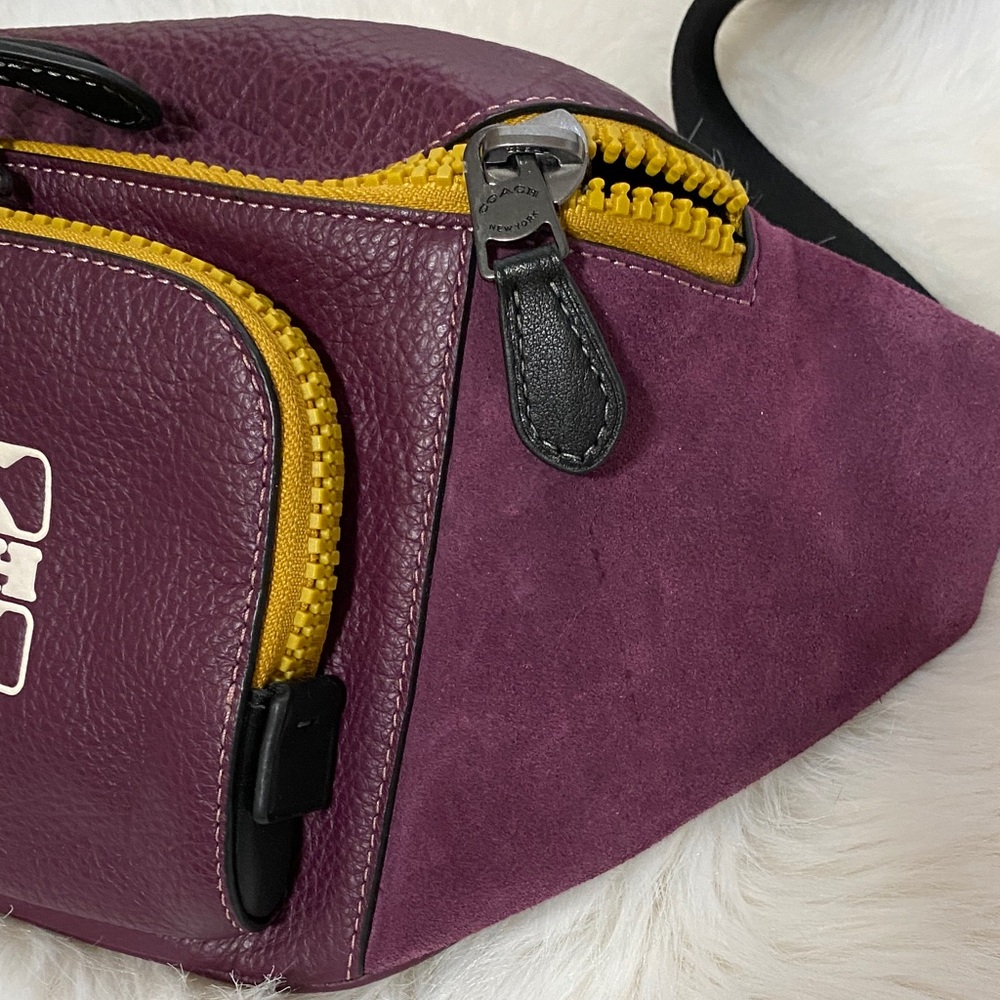 Rare. Authentic. Coach Men's Track Belt Bag in Purple and Yellow/Gold - Picture 4 of 14